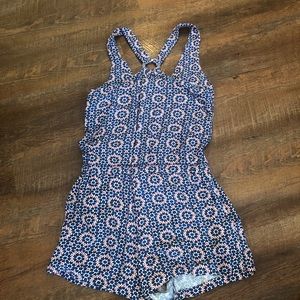 Ella moss blue and red romper